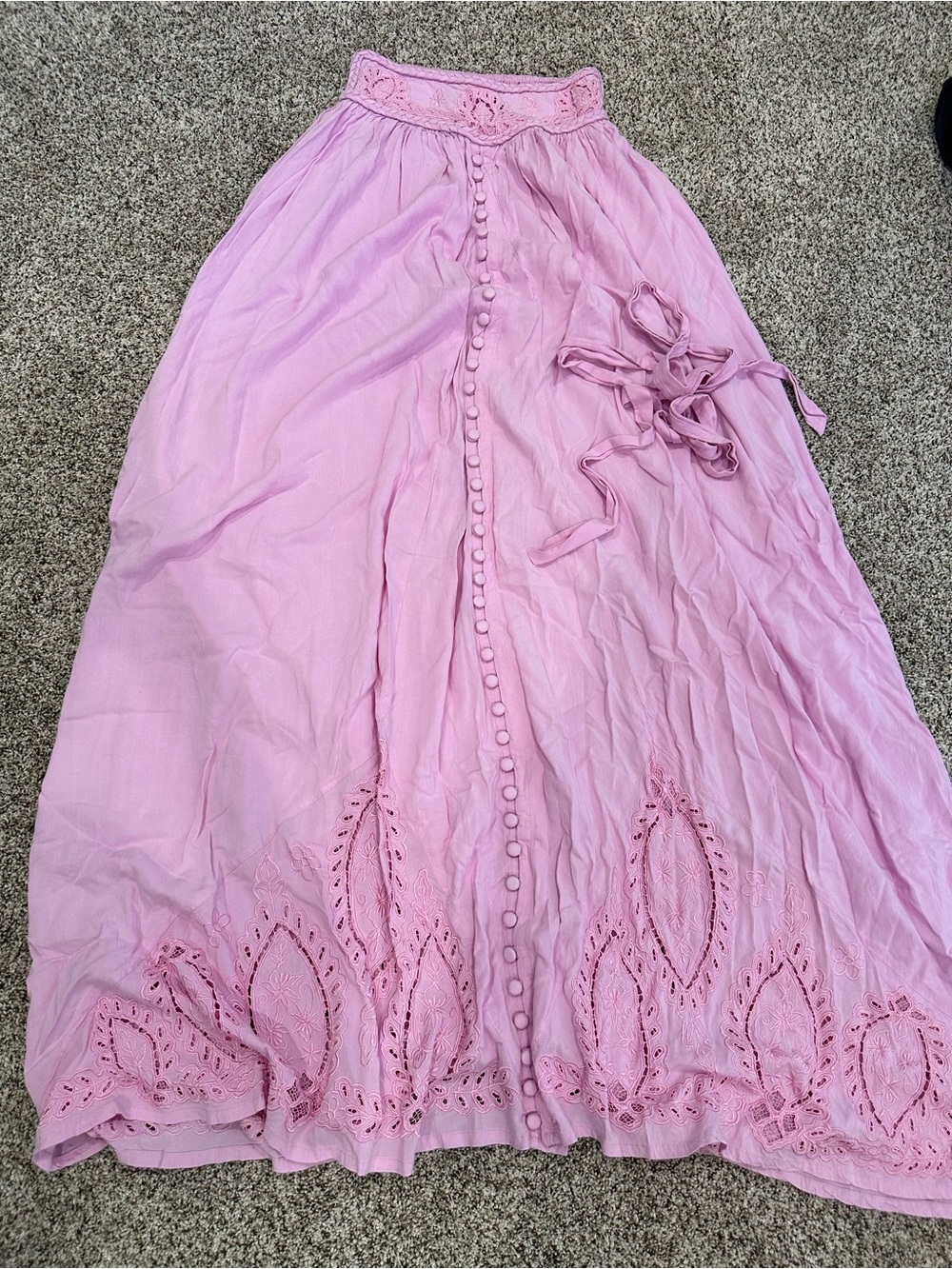 Fillyboo Pink Embroidered Maternity Maxi Skirt Boho Small